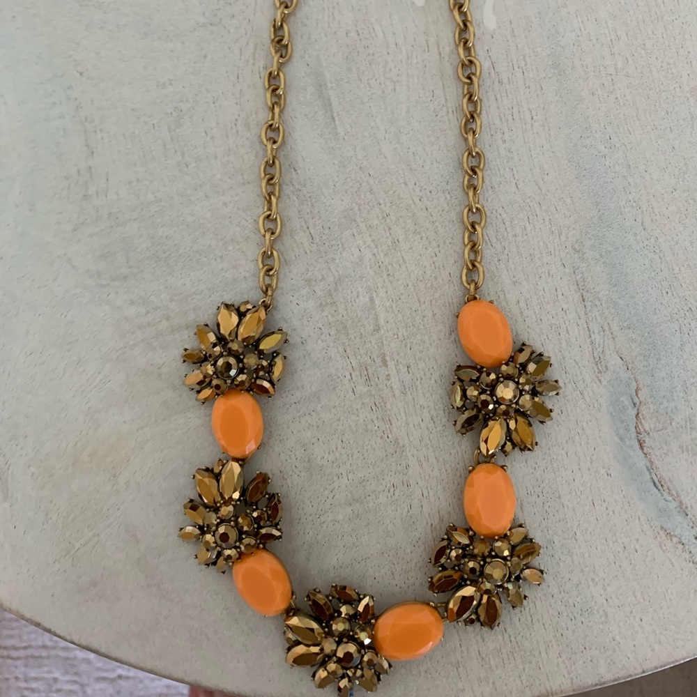 JCREW orange and gold chunky necklace